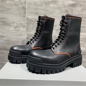 Balenciaga Black and Orange Chunky Sole Boots